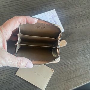 Bottega Veneta coin purse card case rose gold